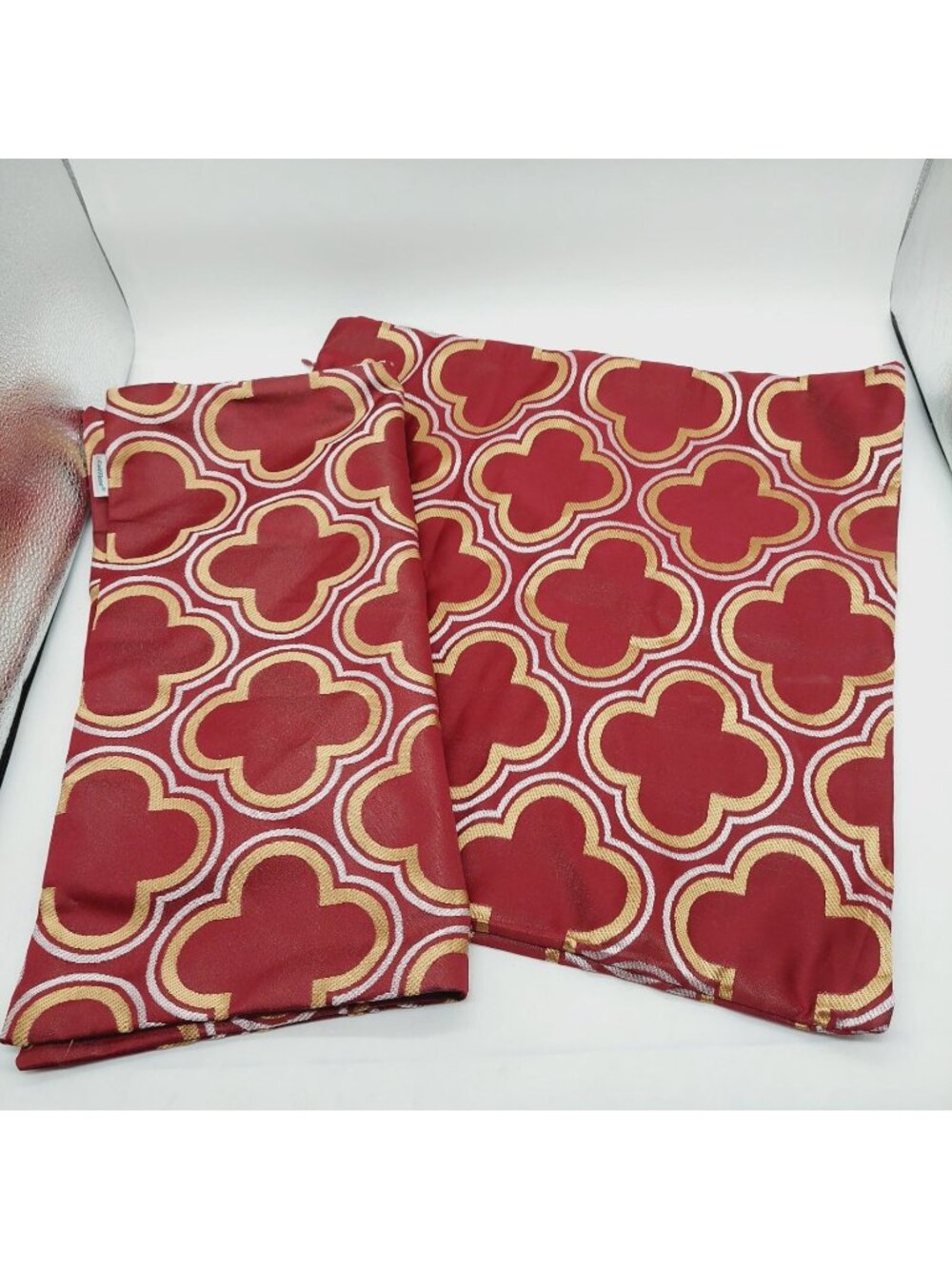 CaliTime Throw Pillow Cover 17" Red Gold Set Of 2 Zipper